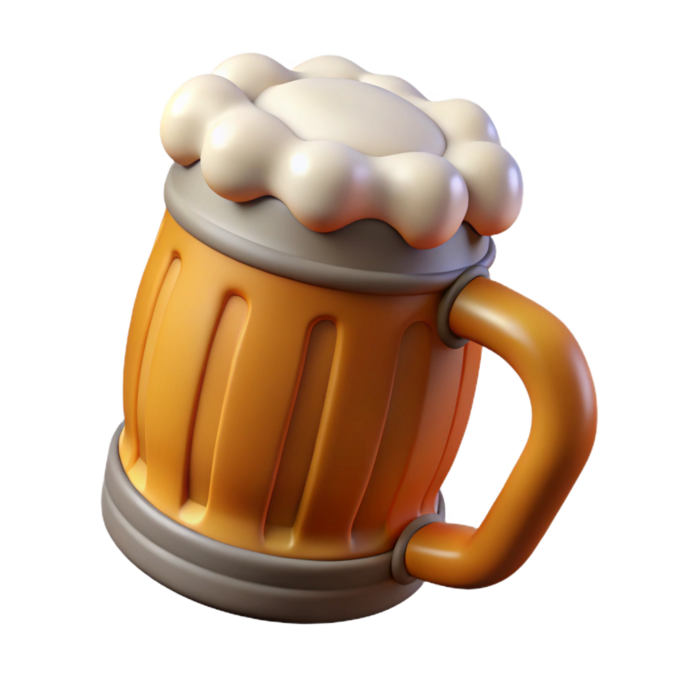 vibrant abstract Full Beer Mug with Foam Head Transparent Background original png