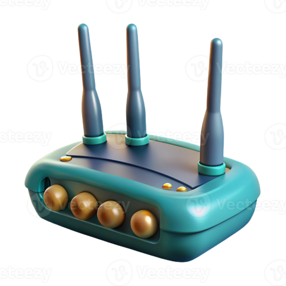 dramatic traditional Wireless Router Multiple Antennas Top View Isolated authentic png