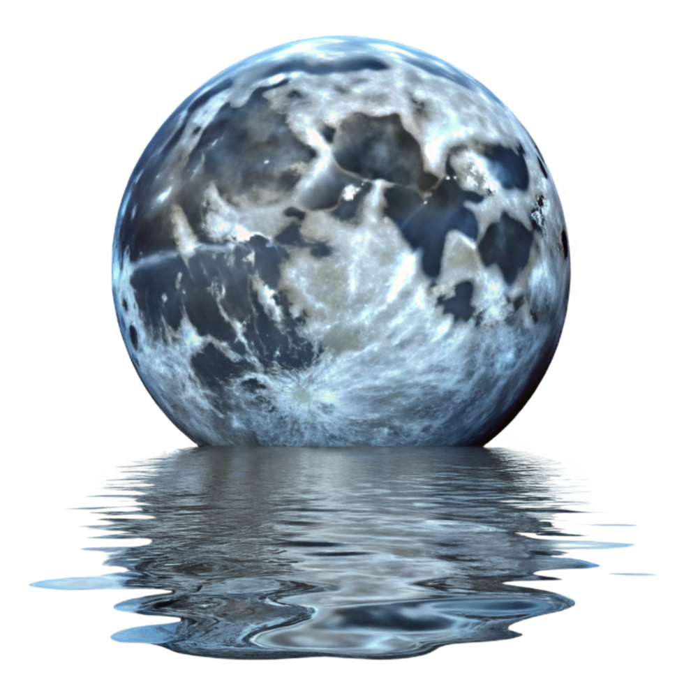serene rustic Full Moon Reflection on Water Cutout high quality png