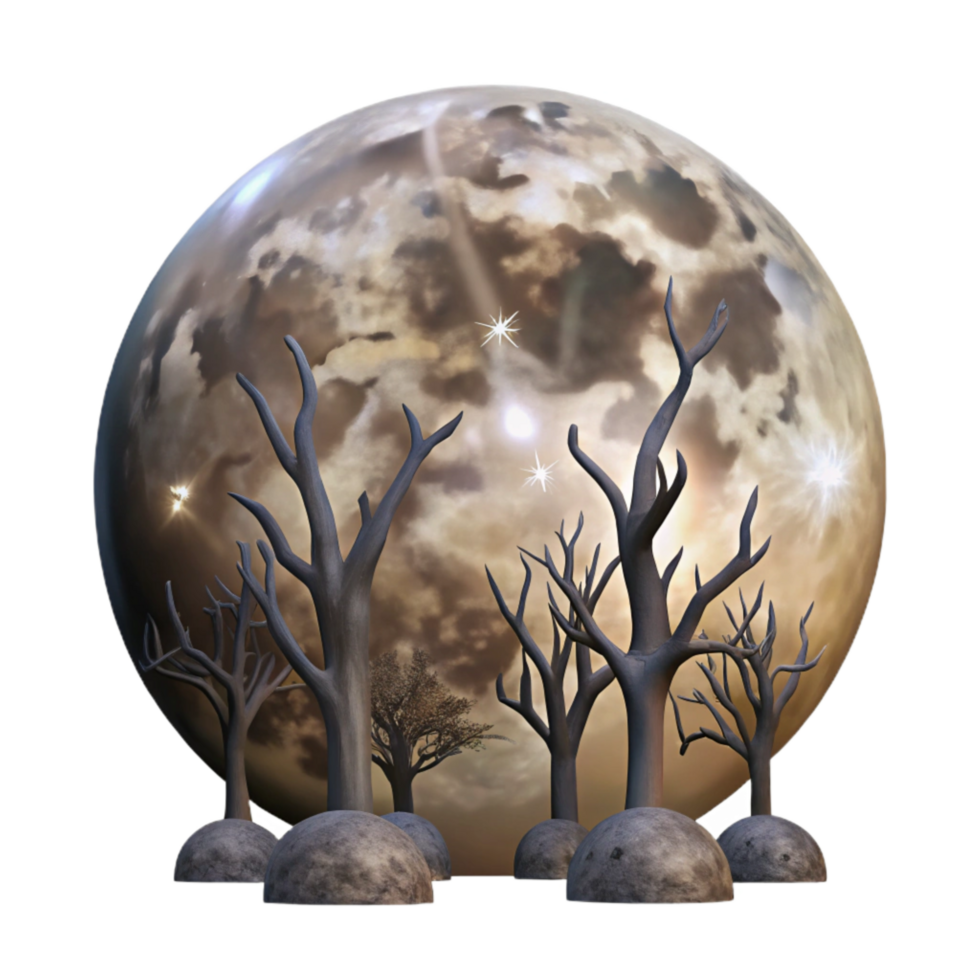 beautiful rustic Full Moon Silhouette in Trees Cutout high resolution png