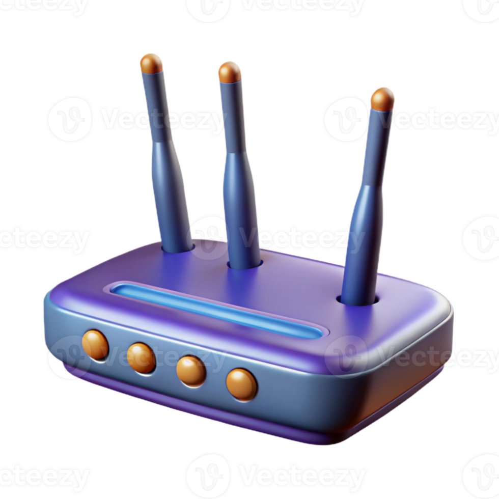 beautiful traditional Wireless Router with Antennas Transparent Background png