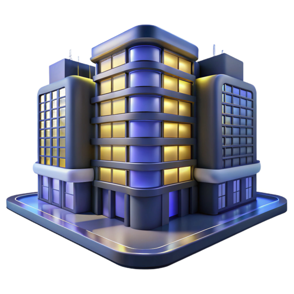 impressive creative Futuristic Apartment Building Night View Cutout professional png