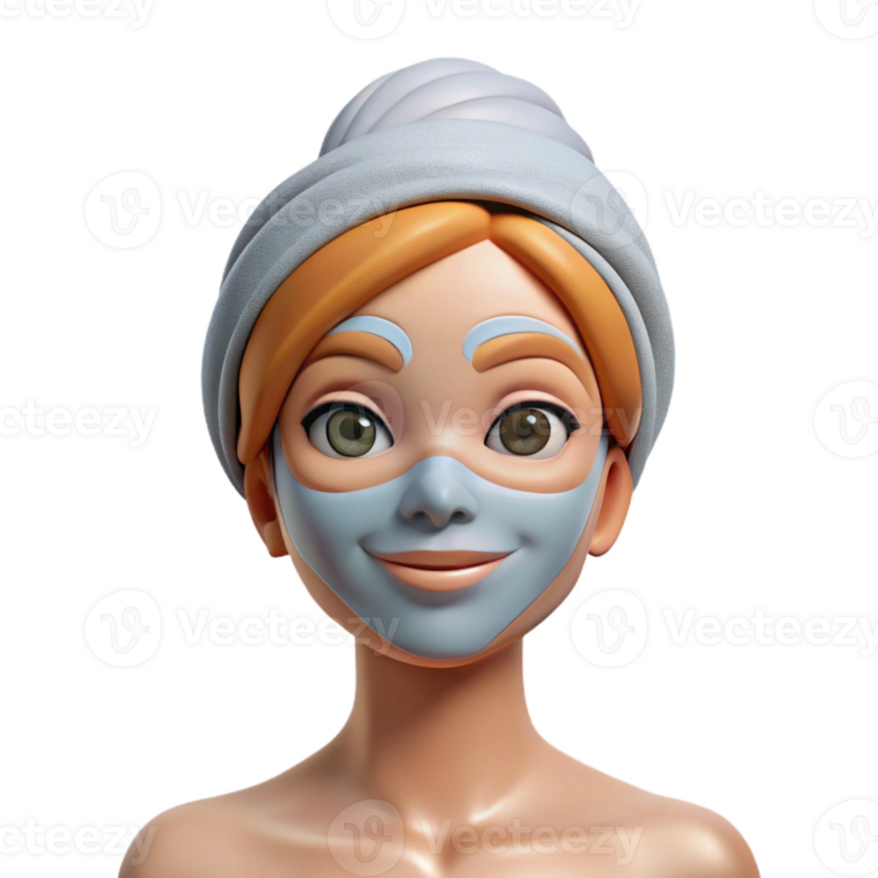 impressive modern Woman Applying Face Mask Spa Treatment Isolated authentic png