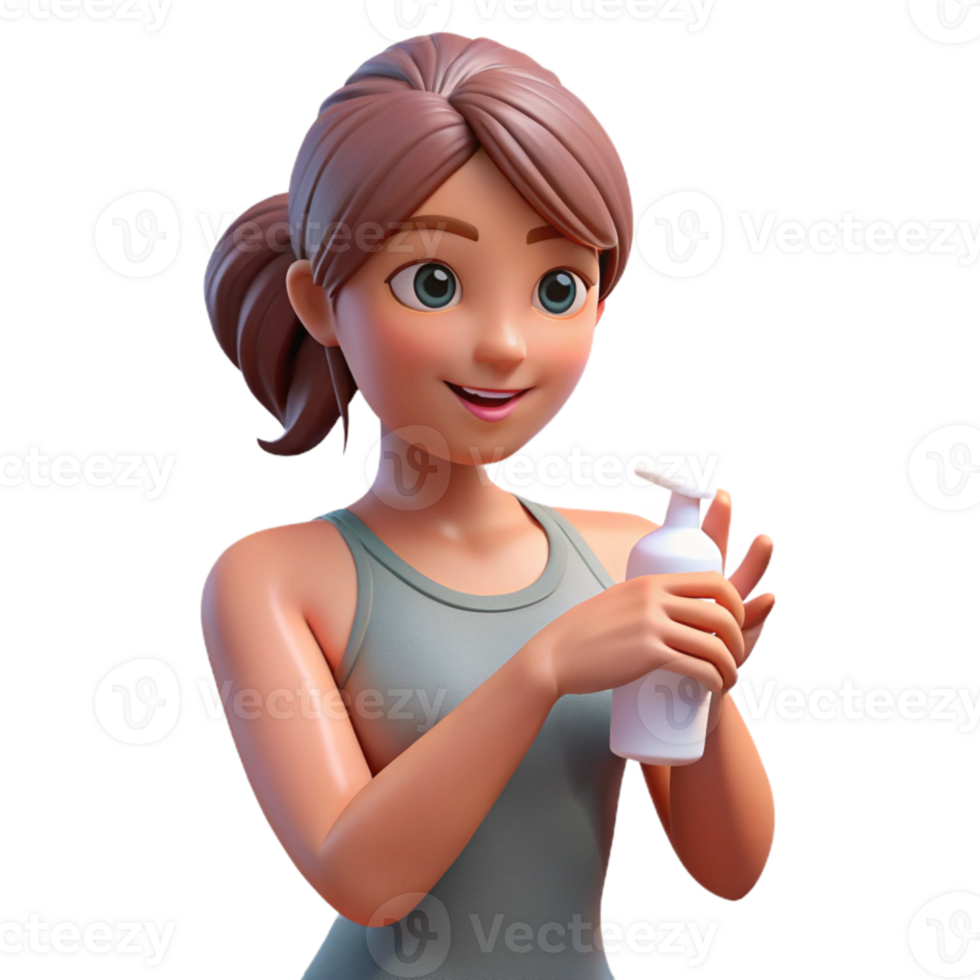 serene classic Woman Applying Lotion Moisturizing Skin Isolated high resolution png
