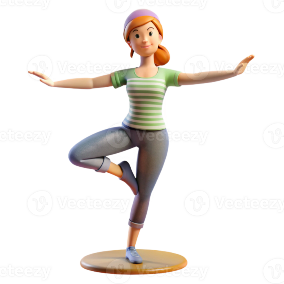 elegant abstract Woman Balancing on One Leg Isolated Transparent Background high quality png