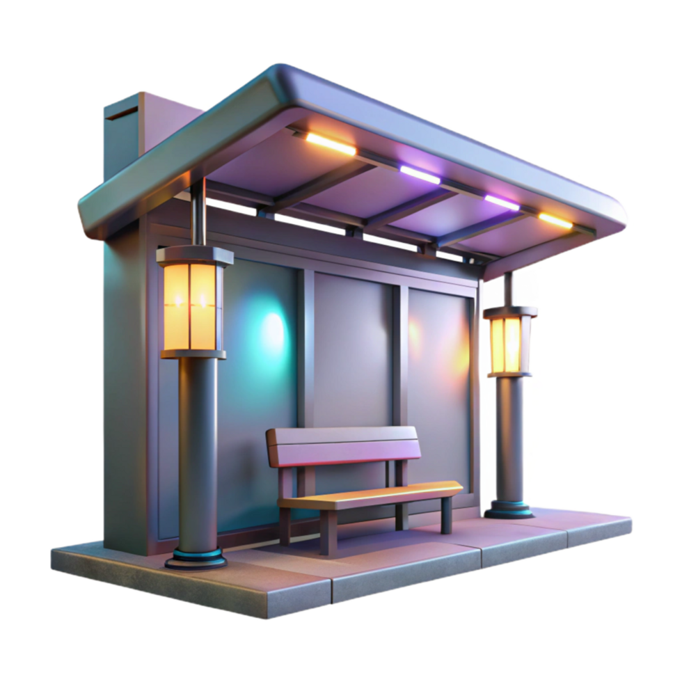 dramatic contemporary Futuristic Bus Stop with Lighting Cutout png