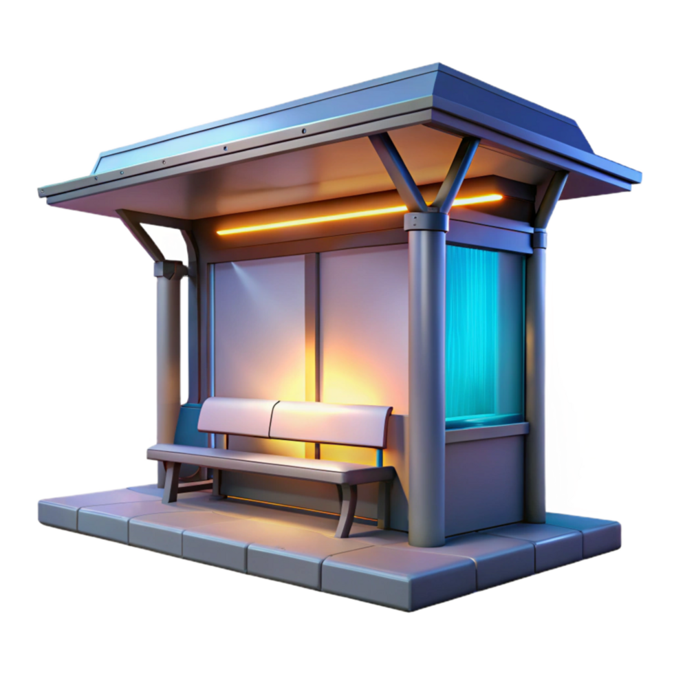 beautiful creative Futuristic Bus Stop with Lighting Cutout detailed png