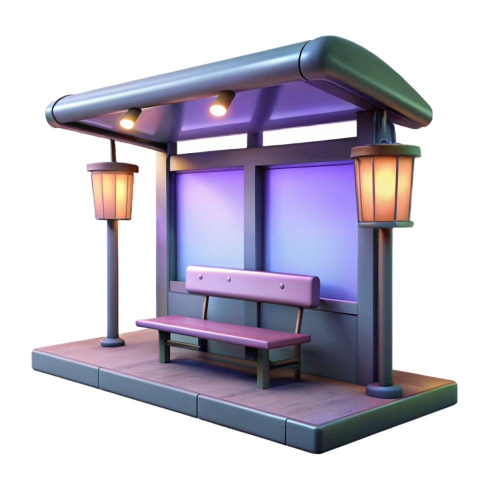 dramatic traditional Futuristic Bus Stop with Lighting Cutout premium png