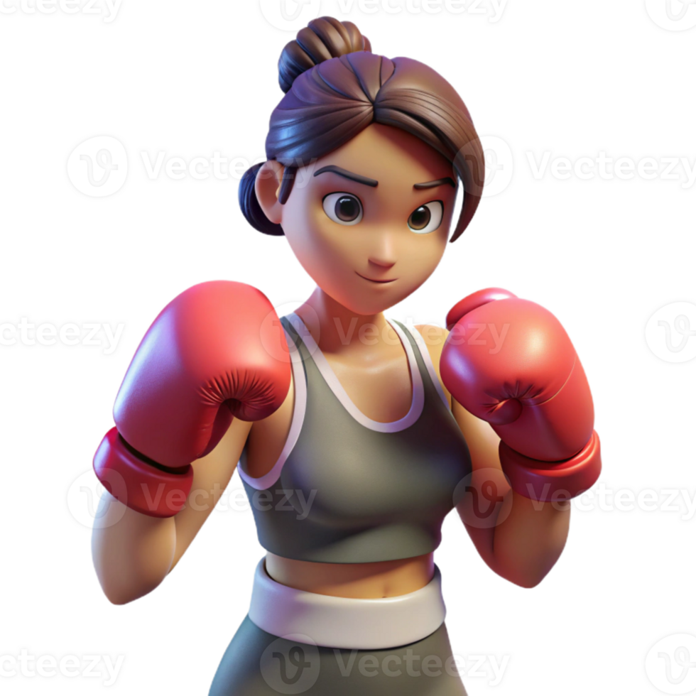 wonderful classic Woman Boxing with Gloves Isolated Transparent Background png