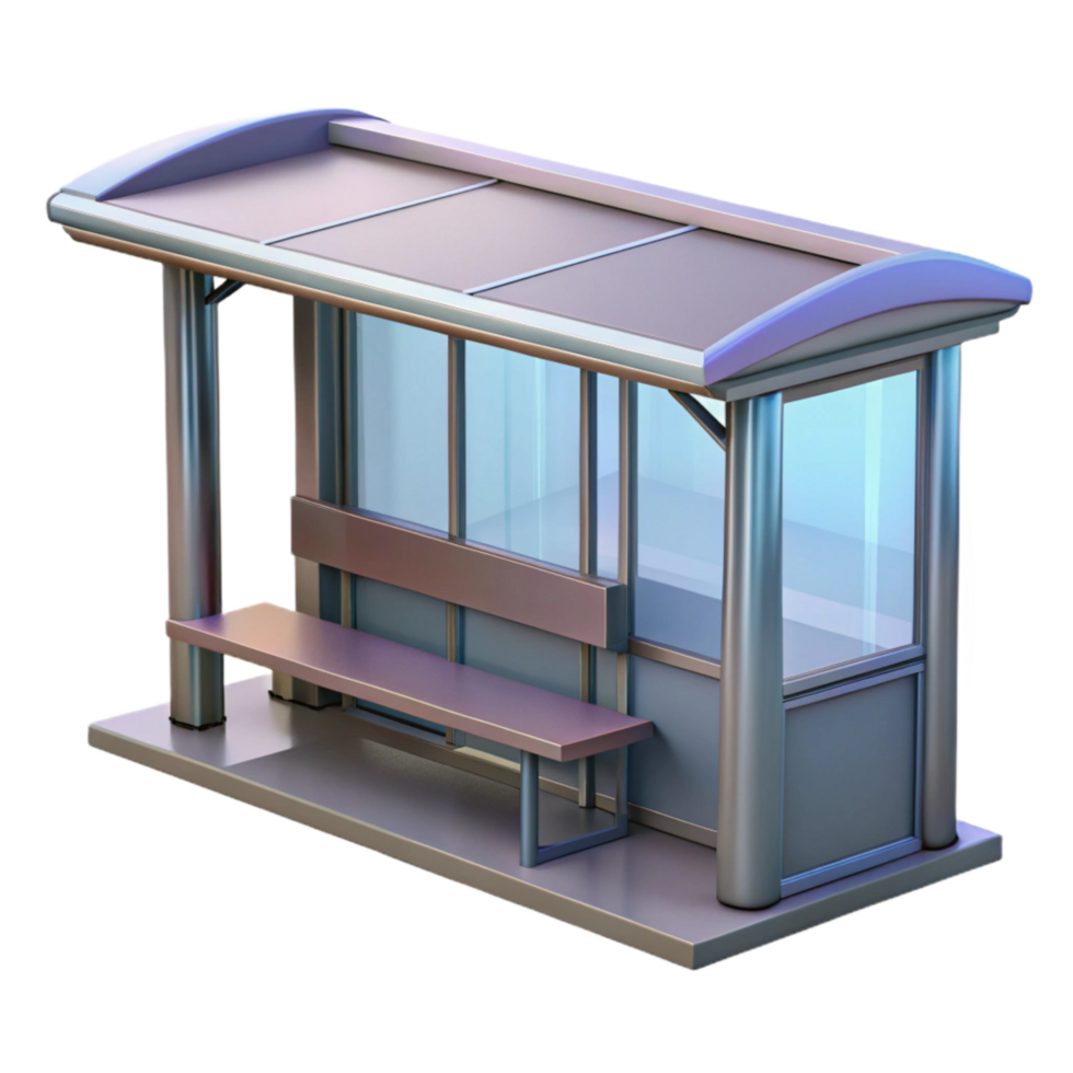 vibrant minimalist Futuristic Bus Stop Side View Cutout on Transparent Background detailed png