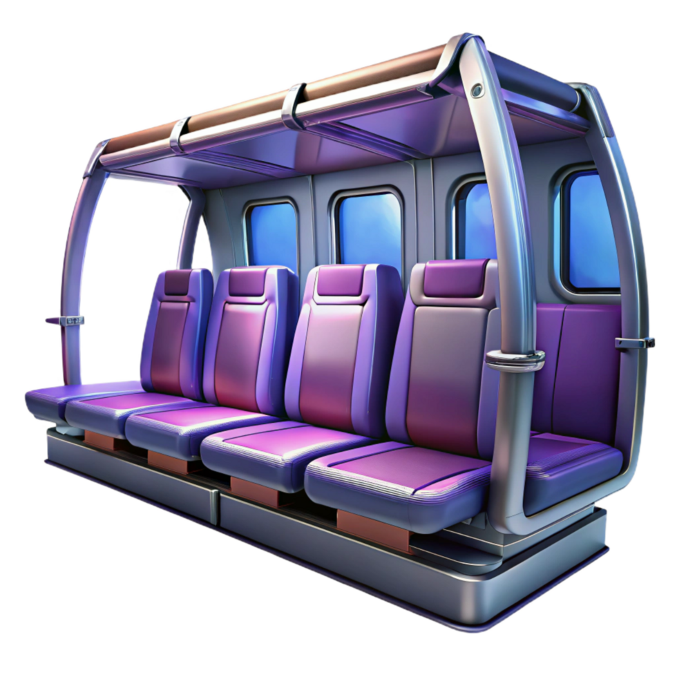 wonderful vintage Futuristic Bus Interior Seating Isolated original png