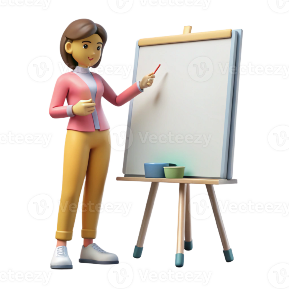 wonderful abstract Woman Brainstorming at Whiteboard Transparent Background premium png