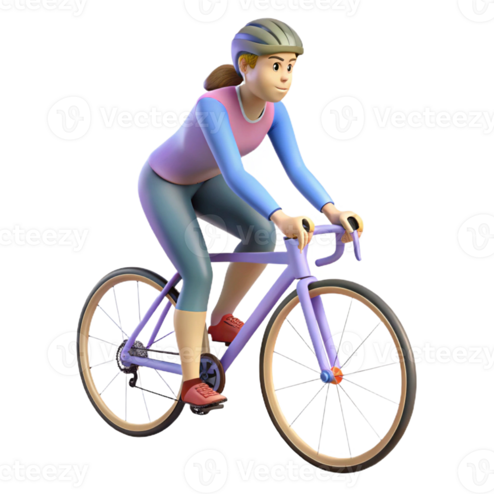 vibrant modern Woman Cycling Road Bike Side View Transparent Background professional png