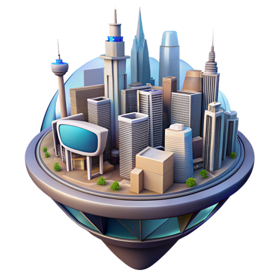vibrant abstract Futuristic Cityscape in Virtual Reality Transparent Background authentic png