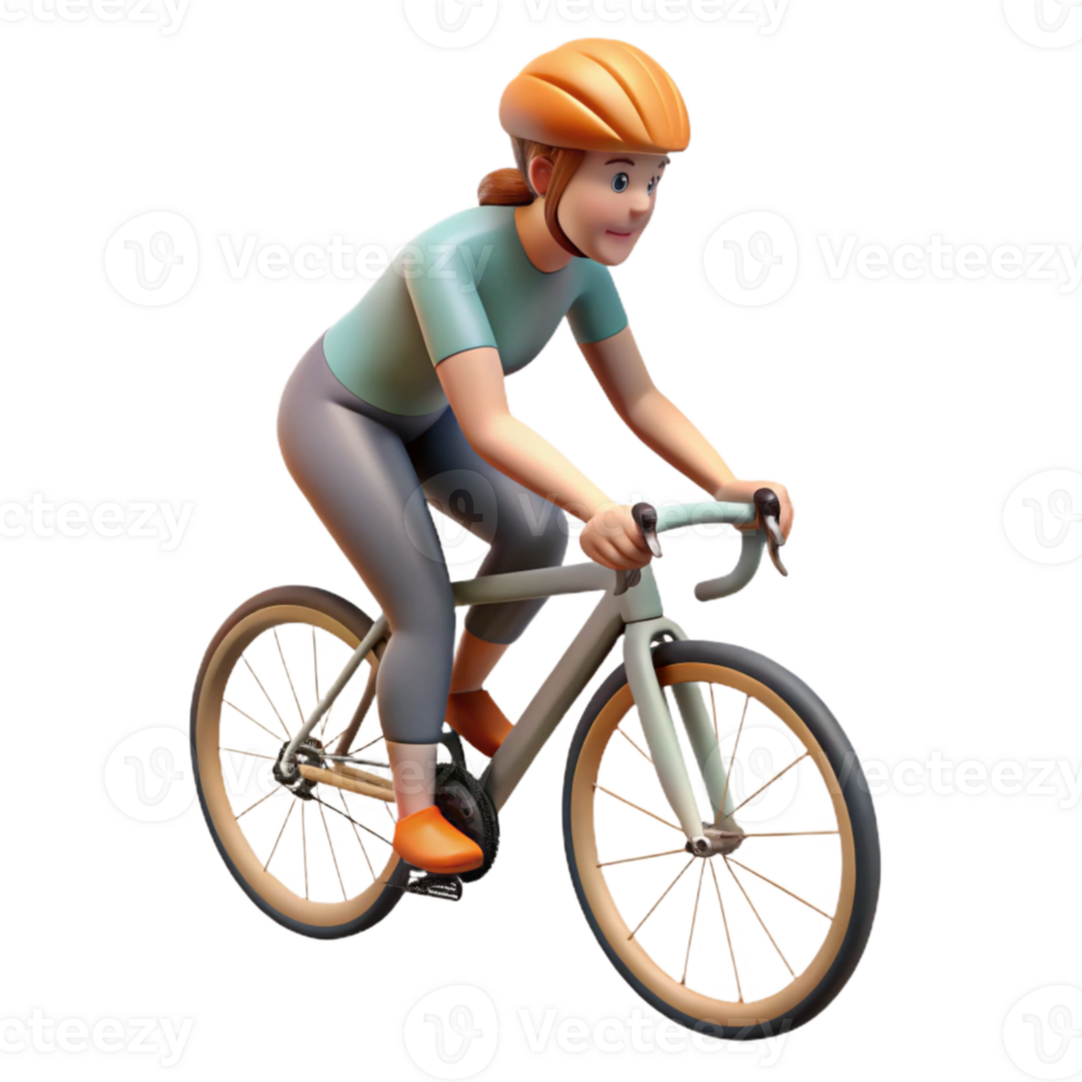 stunning vintage Woman Cycling Uphill Side View Isolated authentic png