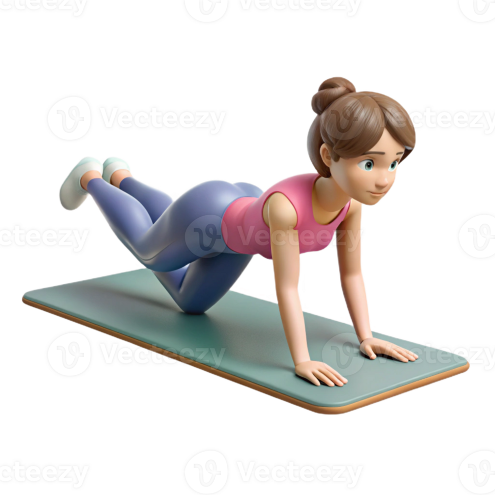 impressive traditional Woman Doing Bird Dog Exercise Mat Isolated detailed png