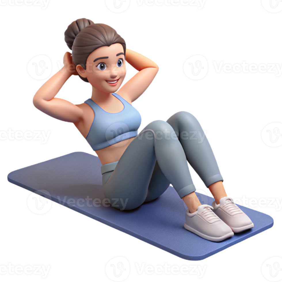 extraordinary minimalist Woman Doing Crunches Exercise Mat Isolated png
