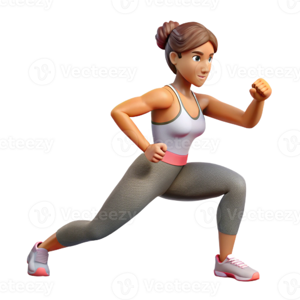 serene artistic Woman Doing Lunges Cutout png