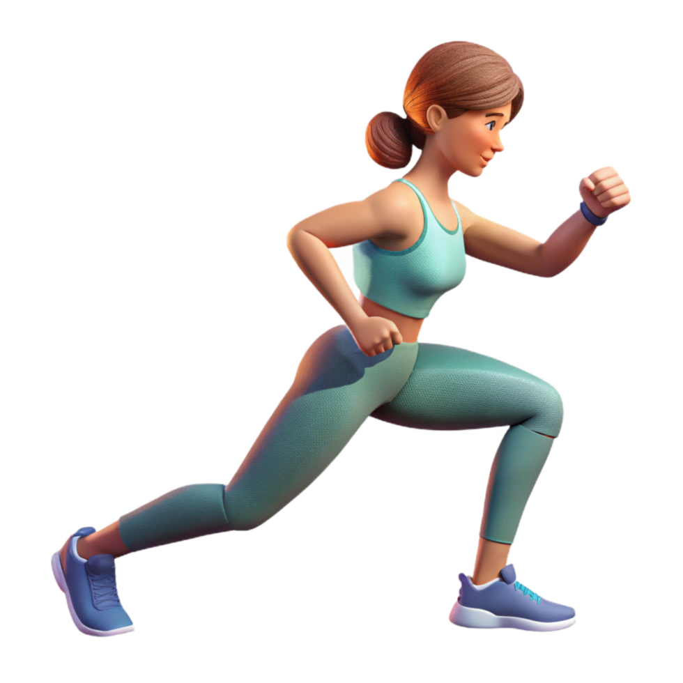 impressive abstract Woman Doing Lunges Side View Transparent Background exclusive png