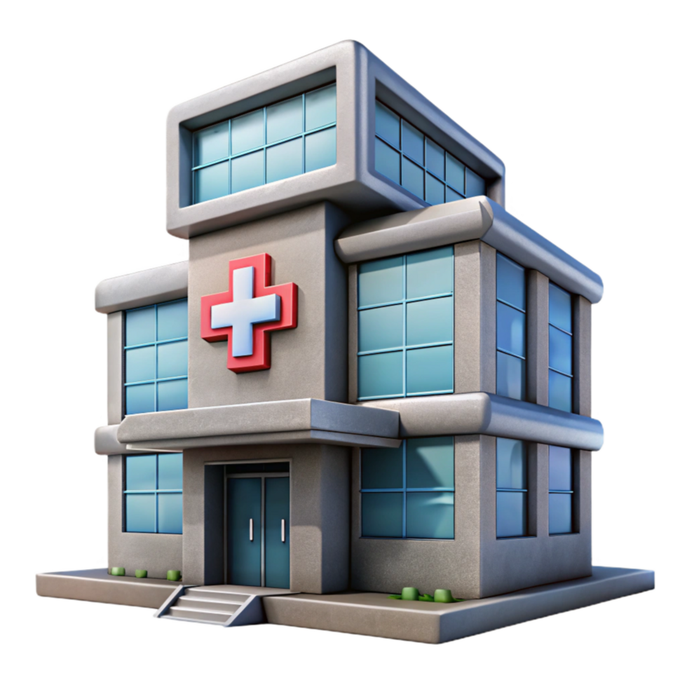 elegant minimalist Futuristic Hospital Building Exterior View Cutout high resolution png