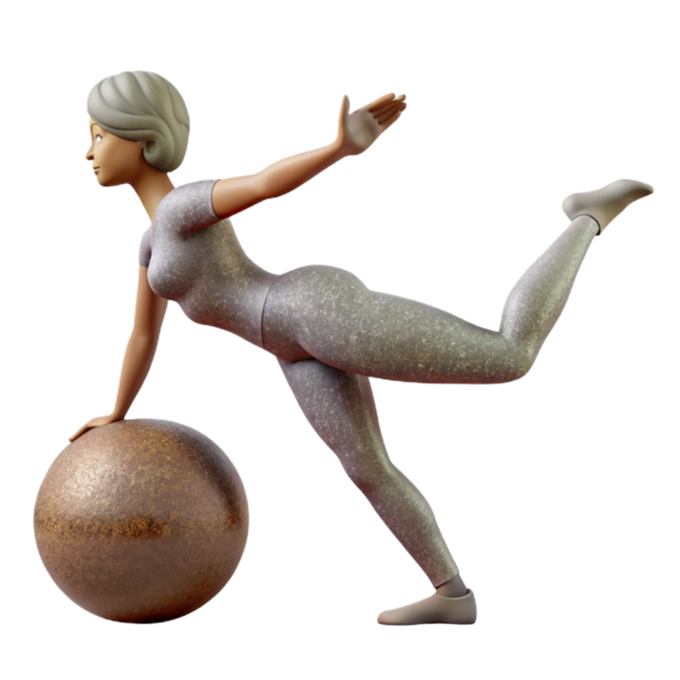impressive vintage Woman Doing Pilates Exercise Isolated high resolution png