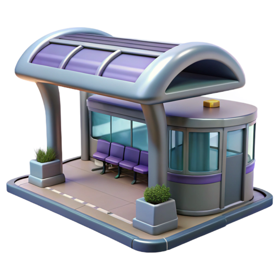 serene artistic Futuristic Public Transport Hub Transparent Background Isolated detailed png