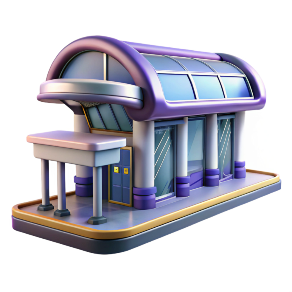 extraordinary abstract Futuristic Public Transport Hub Transparent Background Isolated high resolution png