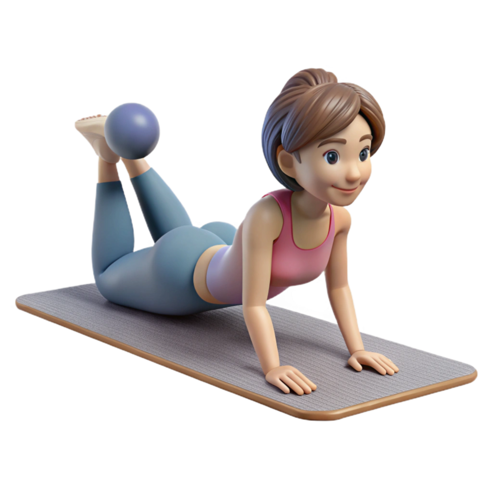serene modern Woman Doing Pilates on Mat Isolated png
