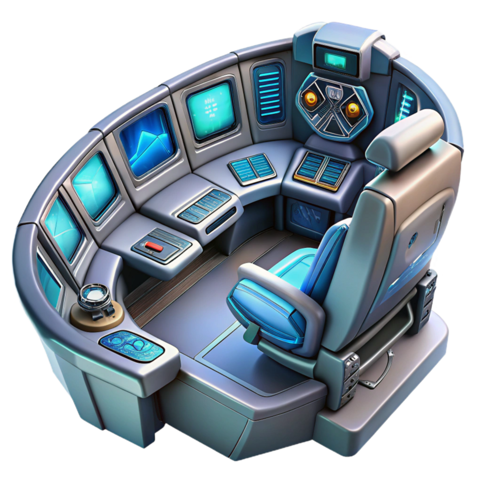 serene classic Futuristic Spacecraft Cockpit Interior Cutout detailed png