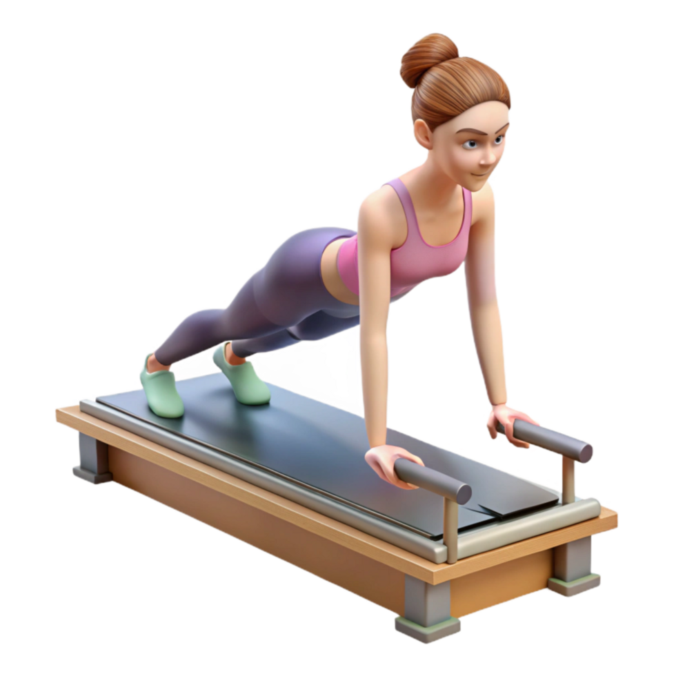 extraordinary classic Woman Doing Pilates Reformer Exercises Isolated Transparent Background premium png