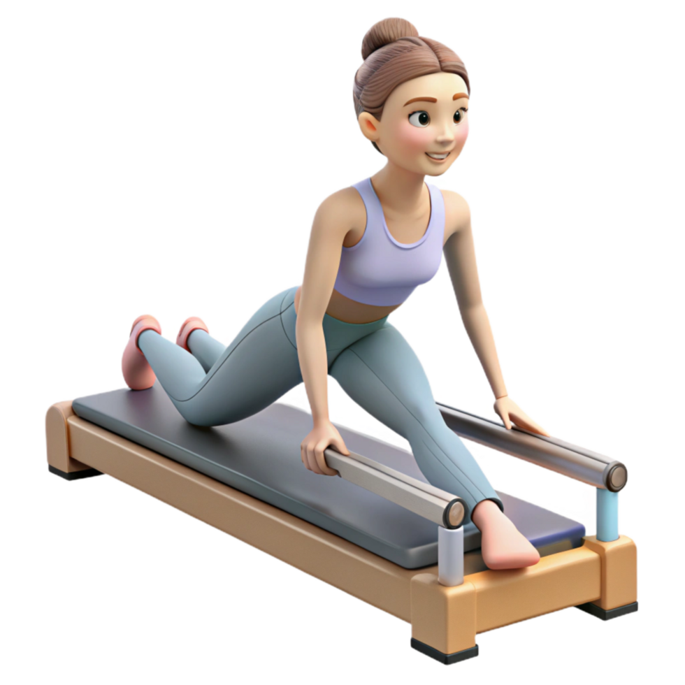 impressive abstract Woman Doing Pilates Reformer Exercises Isolated Transparent Background detailed png