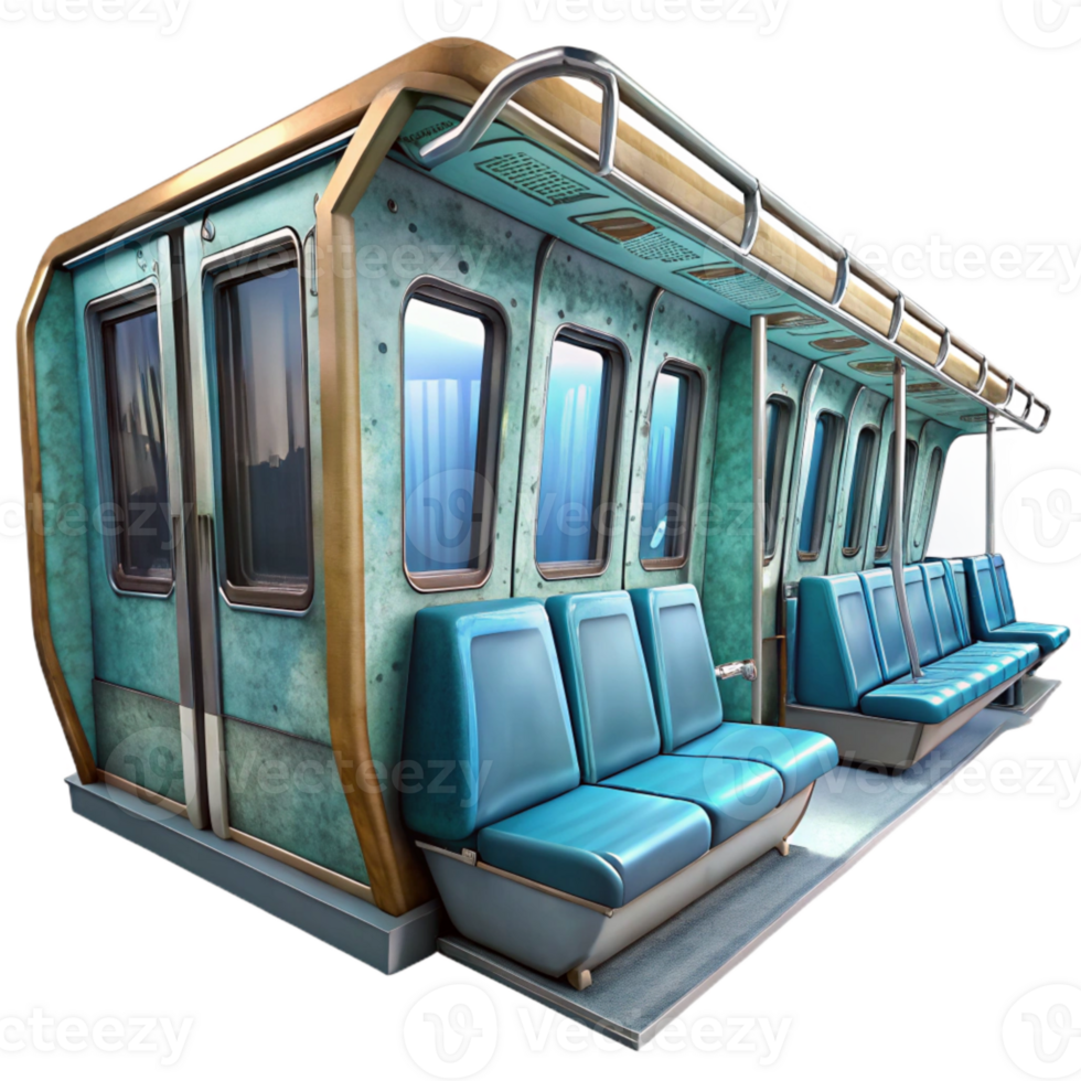 vibrant classic Futuristic Subway Car Interior View Transparent Background original png