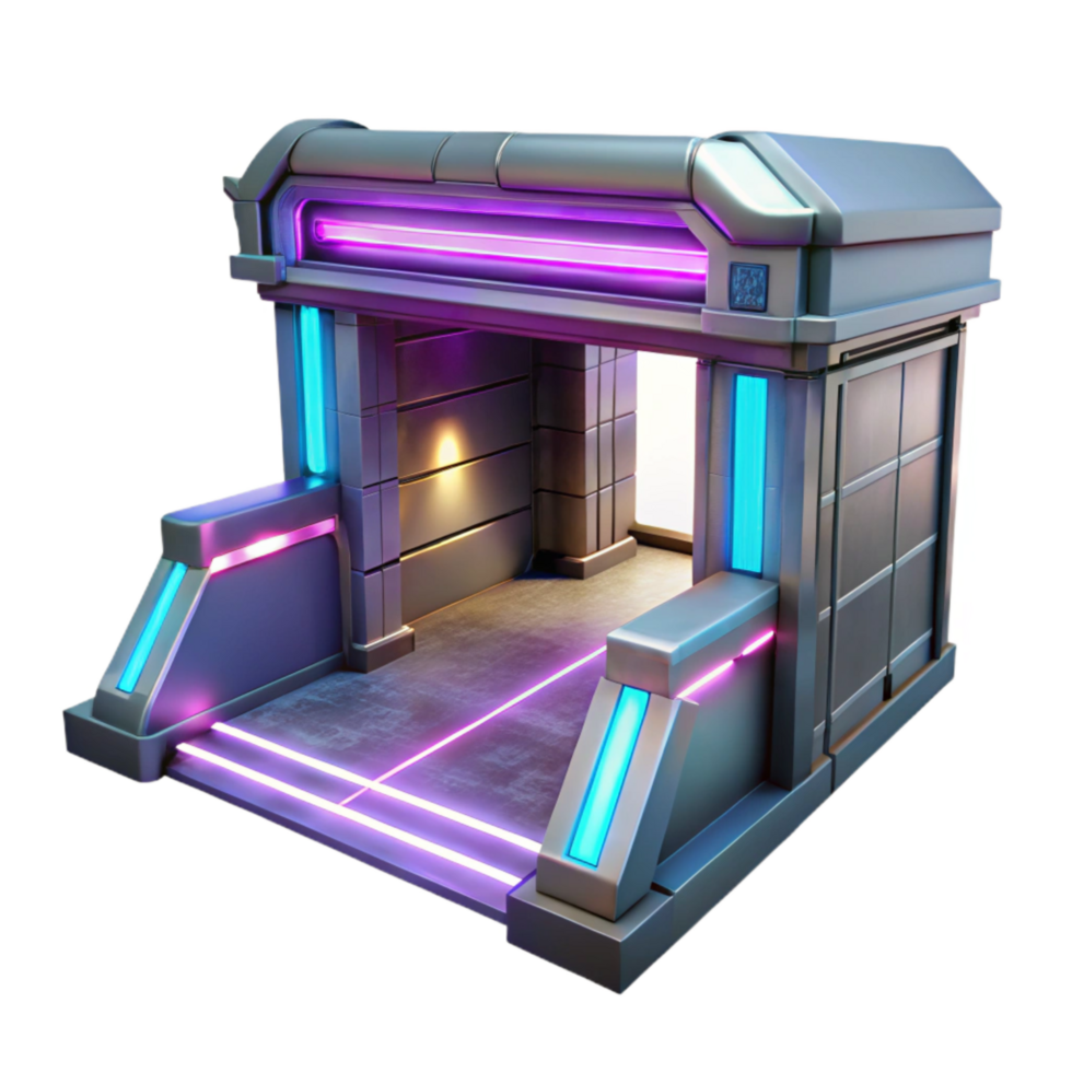 magnificent traditional Futuristic Subway Entrance with Neon Lights Transparent Background professional png