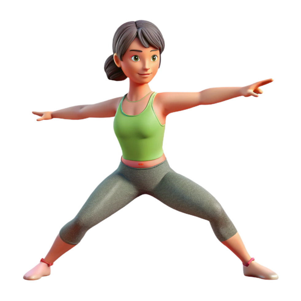 dramatic abstract Woman Doing Warrior Pose in Studio Transparent Background Isolated png