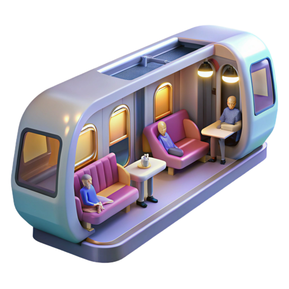 magnificent artistic Futuristic Train Interior with Passengers Cutout authentic png