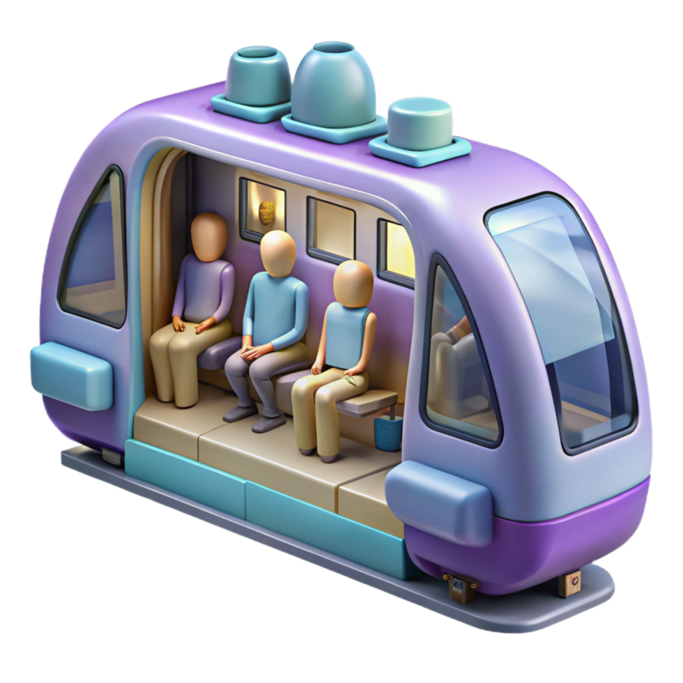 beautiful modern Futuristic Train Interior with Passengers Cutout original png