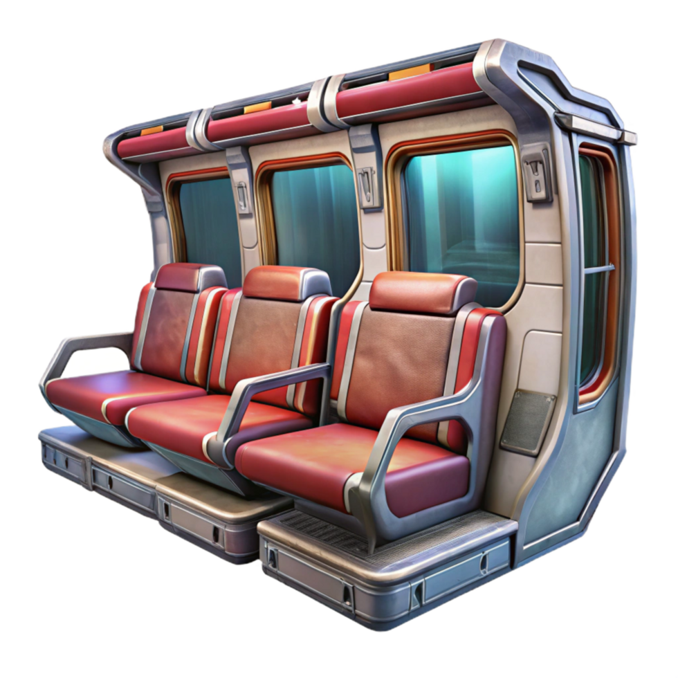 extraordinary vintage Futuristic Train Interior Seating Isolated genuine png