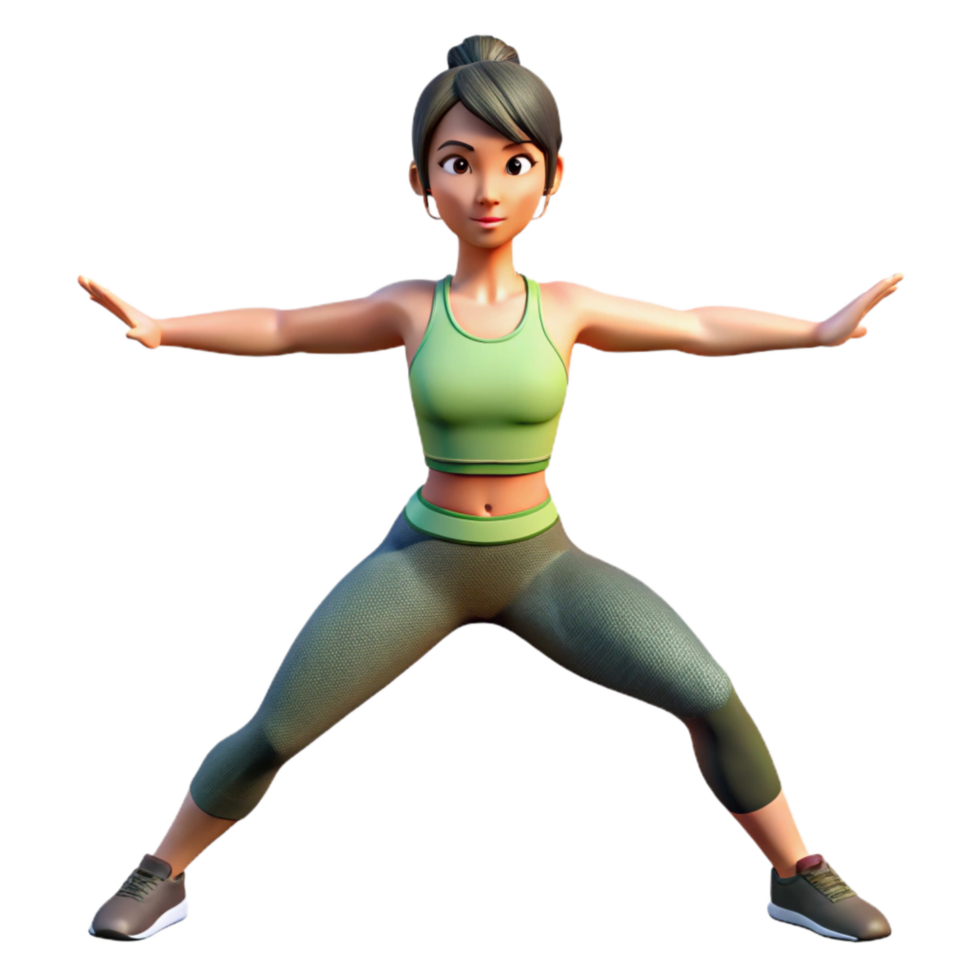 magnificent artistic Woman Doing Warrior Pose in Studio Transparent Background Isolated exclusive png