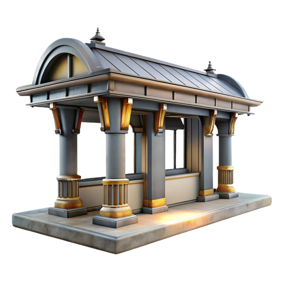 dramatic artistic Futuristic Train Station Concourse Isolated Element authentic png