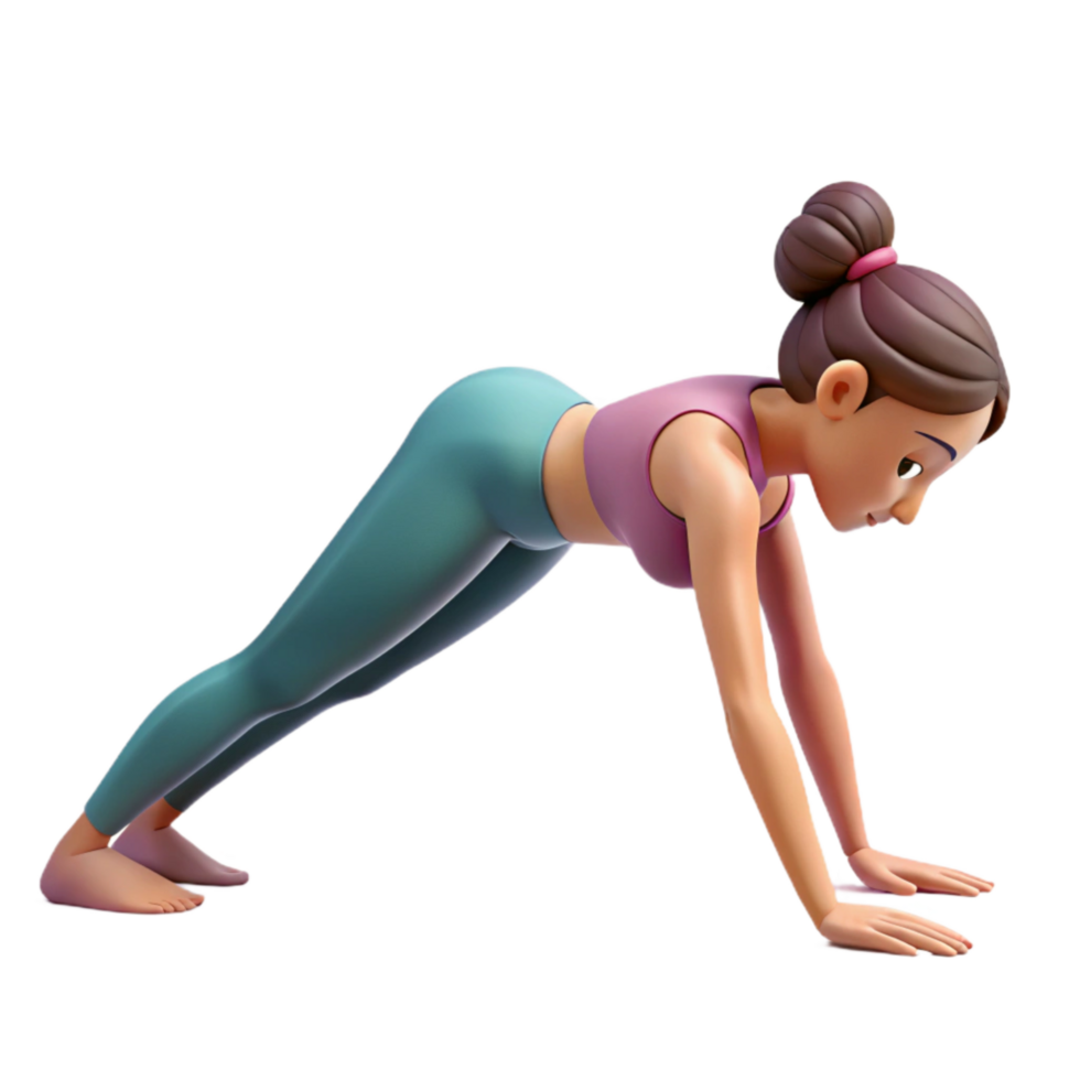 serene creative Woman Doing Yoga Downward Dog Pose Cutout premium png