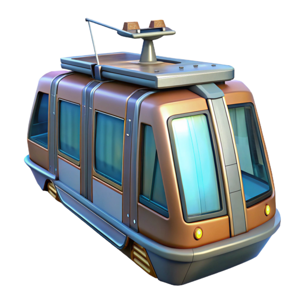 beautiful rustic Futuristic Tram Exterior Design Isolated high quality png