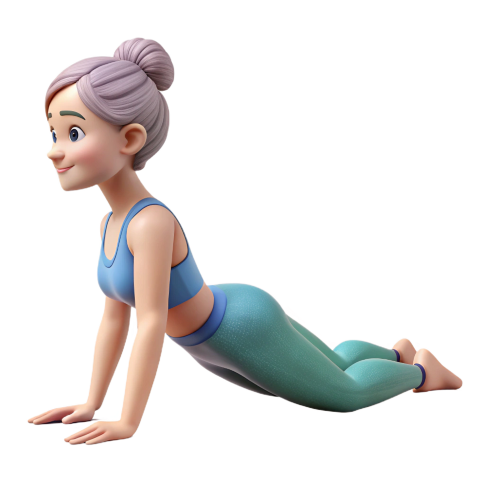 impressive modern Woman Doing Yoga Cobra Pose Transparent Background authentic png