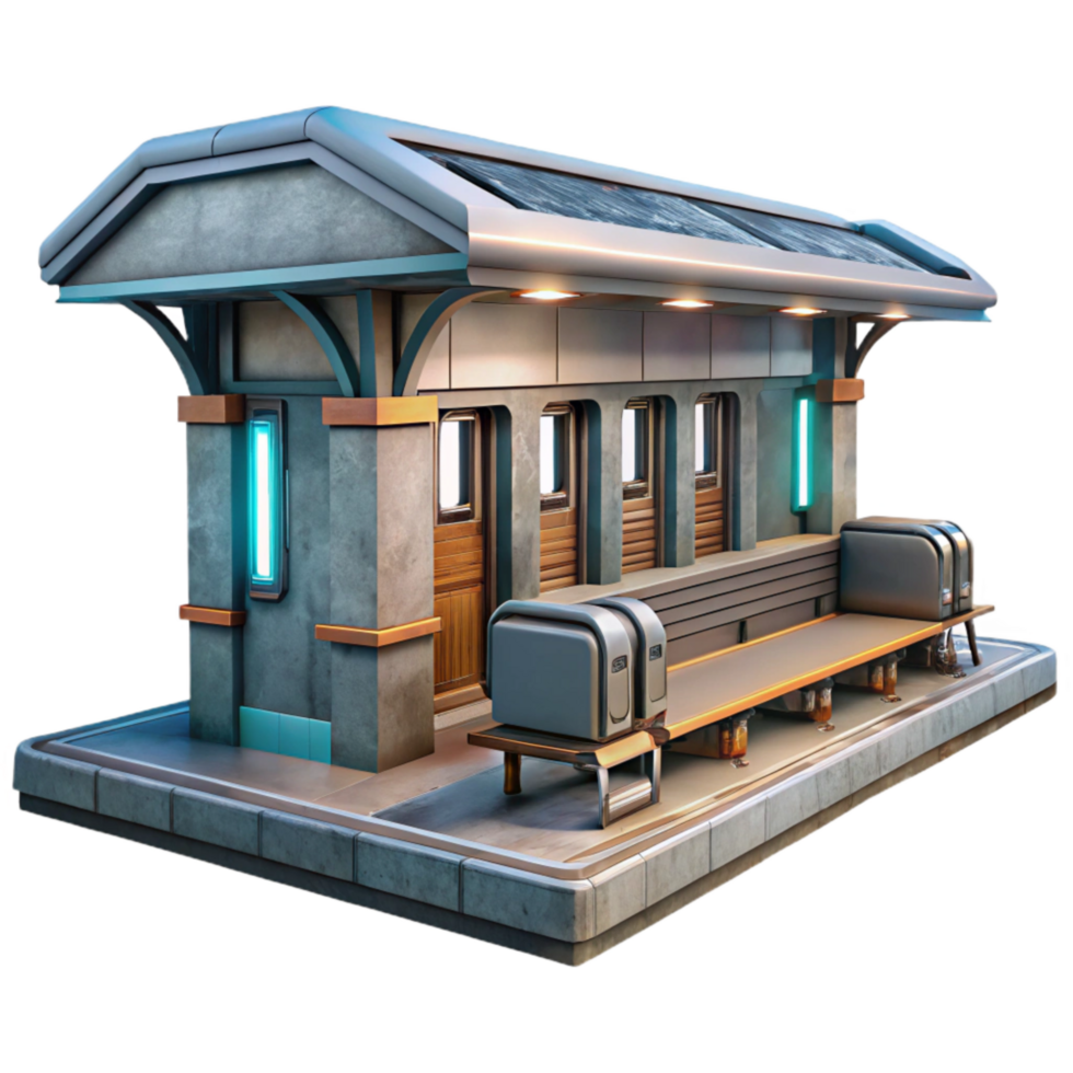 beautiful classic Futuristic Train Station Platform Isolated detailed png