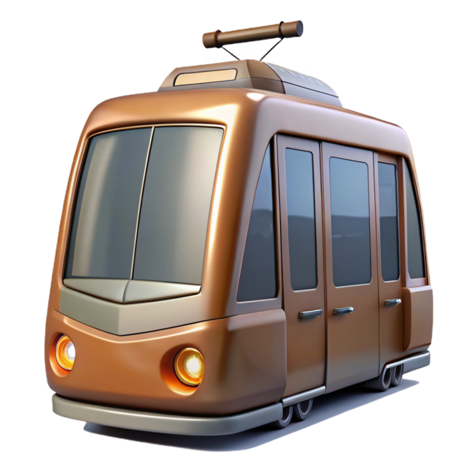 elegant contemporary Futuristic Tram Front View Isolated detailed png