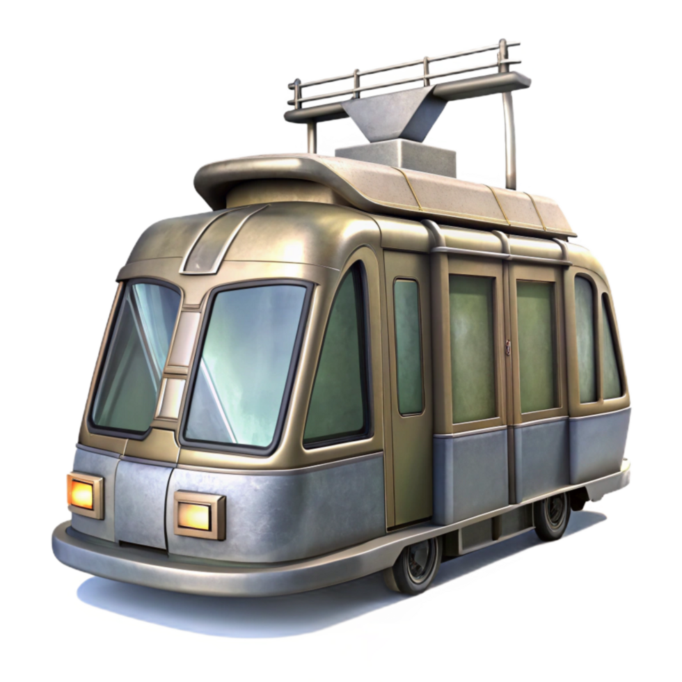 impressive rustic Futuristic Tram Exterior Design Isolated high quality png