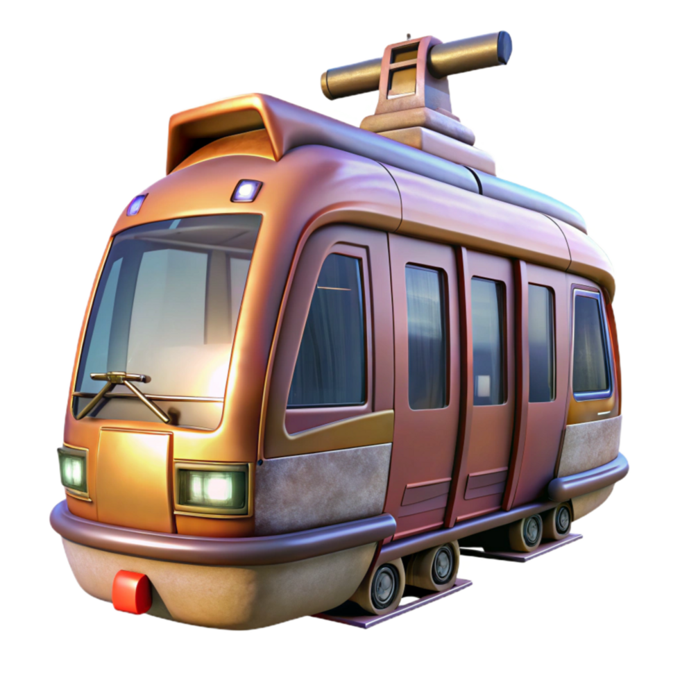serene classic Futuristic Tram Front View Isolated professional png
