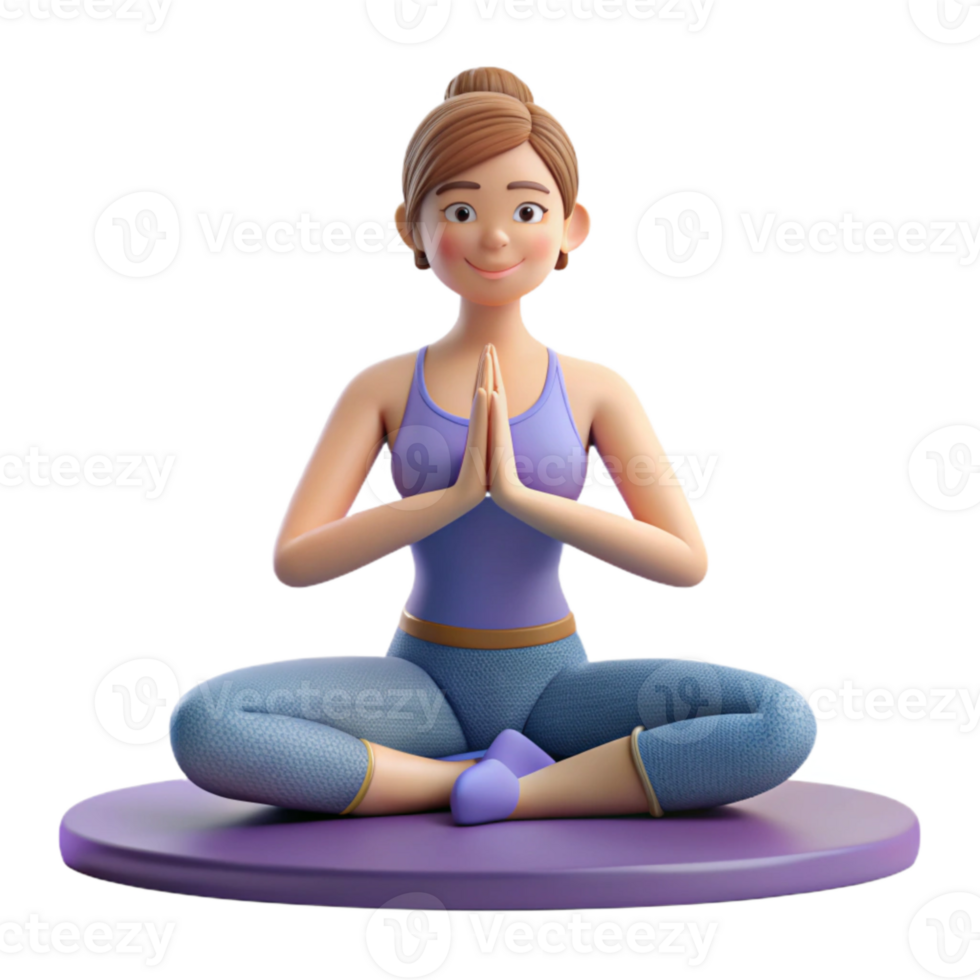 serene abstract Woman Doing Yoga in Studio Cutout authentic png