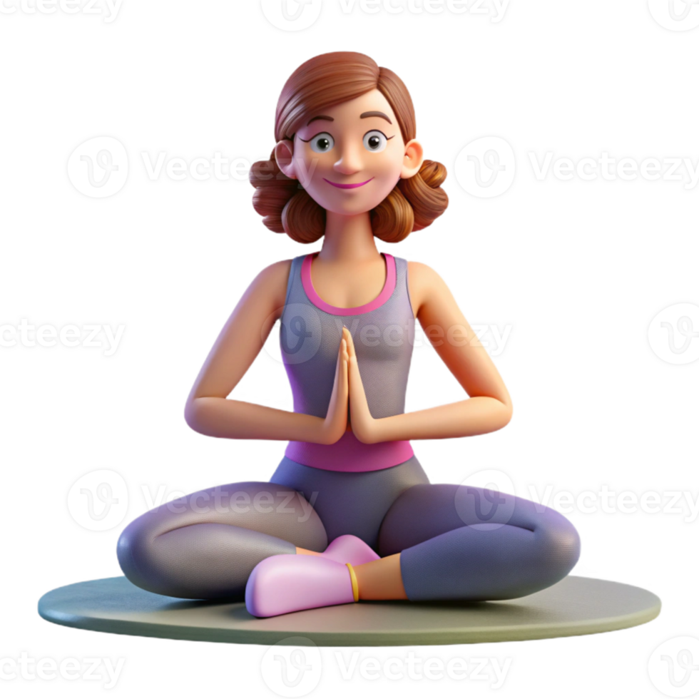 serene traditional Woman Doing Yoga in Studio Cutout high resolution png