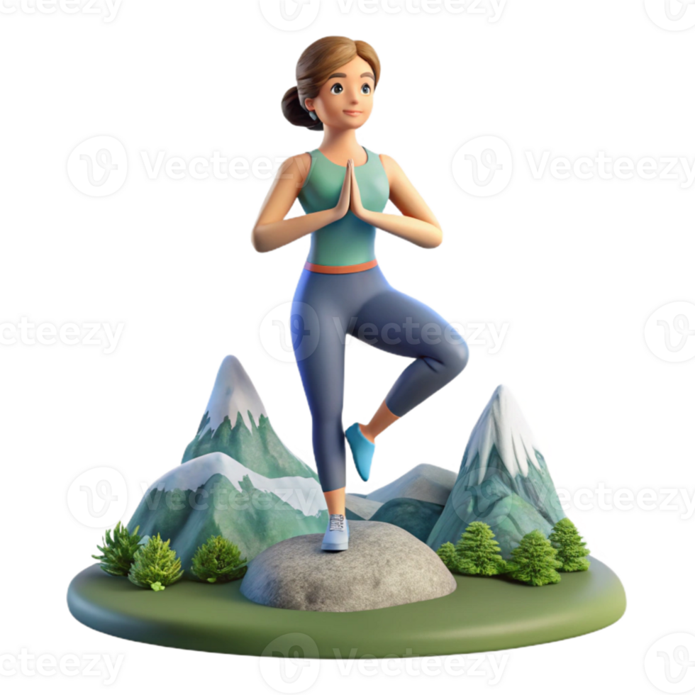serene abstract Woman Doing Yoga on Beach Cutout professional png