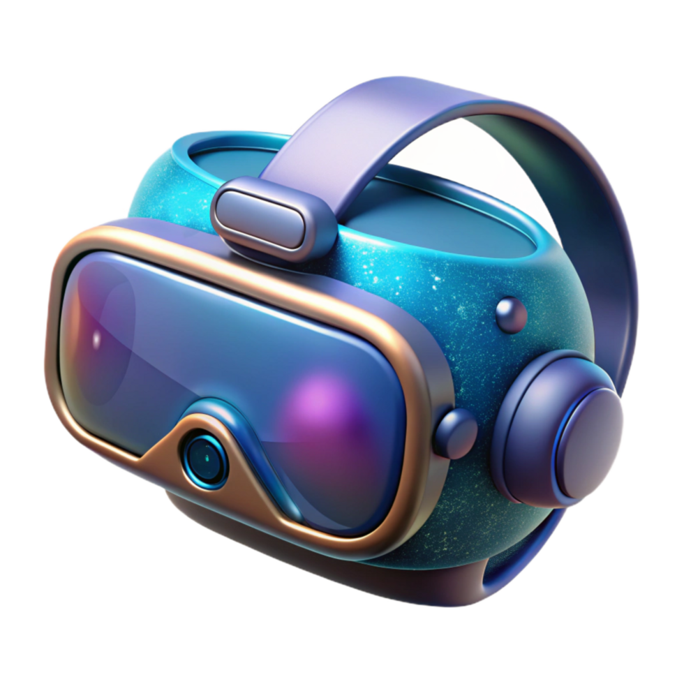 stunning contemporary Futuristic Vr Headset with Neon Lights Isolated Element premium png